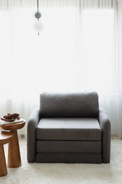 Atelier Del Sofa Nest - Sofá-Cama de 1 Plaza en Terciopelo Gris Atelier Del Sofa Nest - Sofá-Cama de 1 Plaza en Terciopelo Gris